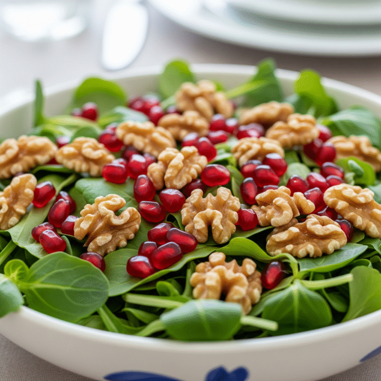 סלט חגיגי עם רימונים, עלי בייבי ואגוזי מלך – רעננות וטעם לראש השנה