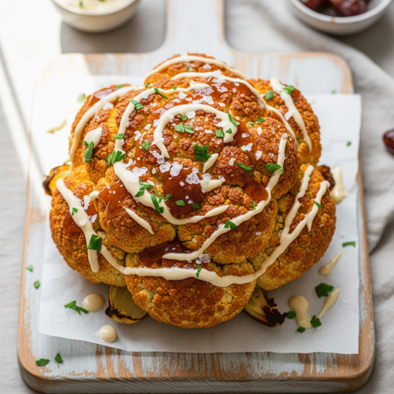 כרובית שלמה צלויה בתנור: תוספת מפתיעה עם טחינה וסילאן