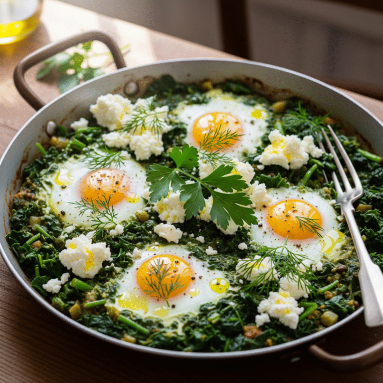 שקשוקה ירוקה עם תרד וגבינת פטה: הטוויסט המרענן למנה האהובה